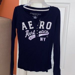 Navy Blue Long Sleeve With White Lettering